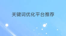关键词优化平台推荐 关键词优化推荐