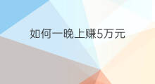 如何一晚上赚5万元 怎么可以一晚上赚5万元