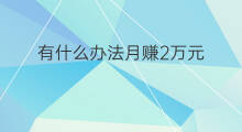 有什么办法月赚2万元 有什么办法月赚4万