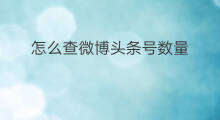 怎么查微博头条号数量 怎么查微博