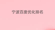 宁波百度优化排名 宁波百度快速排名优化