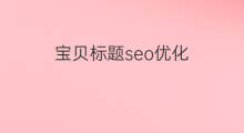 宝贝标题seo优化 seo宝贝优化