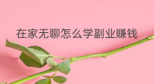 在家无聊怎么学副业赚钱 在家无聊学什么副业赚钱