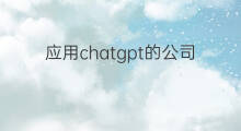 应用chatgpt的公司(已经应用chatgpt的公司)