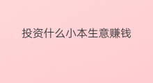 投资什么小本生意赚钱 什么小本生意赚钱