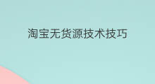 淘宝无货源技术技巧 淘宝无货源技巧大全