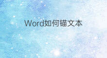 Word如何锚文本 word文档怎么添加锚文本