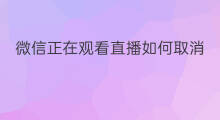 微信正在观看直播如何取消 微信直播如何全屏观看