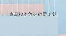 喜马拉雅怎么批量下载 喜马拉雅怎么批量下载东西