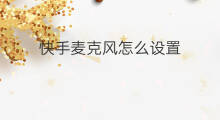 快手麦克风怎么设置 快手怎样设置麦克风