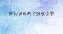 如何设置两个搜索引擎 搜索引擎优化的两个原则