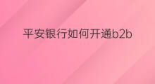 平安银行如何开通b2b 银行b2b和b2c区别