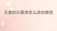 王者知识星球怎么添加微信 王者知识星球怎么添加好友