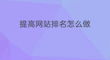 提高网站排名怎么做 网站怎么做排名