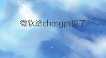 微软给chatgpt投了多少钱 谷歌给chatgpt投了多少钱