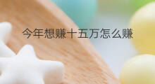 今年想赚十五万怎么赚 做什么每年能赚十五万呢