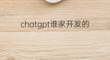 chatgpt谁家开发的 chatgpt是谁家开发的