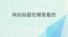 网站标题在哪里看的 网站的标题在哪里
