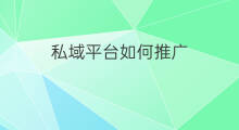 私域平台如何推广 私域如何推广