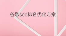 谷歌seo排名优化方案 seo谷歌排名优化