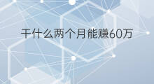 干什么两个月能赚60万 两个月能赚15万吗