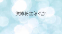 微博粉丝怎么加 如何加微博粉丝