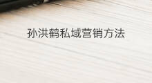 孙洪鹤私域营销方法 孙洪鹤私域流量课程怎么样