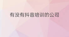 有没有抖音培训的公司 有没有抖音公司