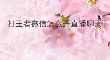 打王者微信怎么开直播聊天 微信直播怎么打王者营地