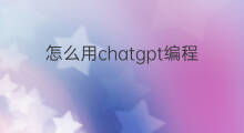 怎么用chatgpt编程(用chatgpt辅助编程)
