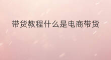 带货教程什么是电商带货 什么是电商直播带货