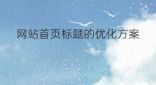 网站首页标题的优化方案 网站运营方案优化标题格式