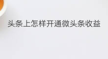 头条上怎样开通微头条收益 微头条的收益怎样开通