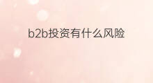 b2b投资有什么风险 b2b有什么风险