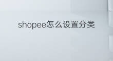 shopee怎么设置分类 shopee分类设置