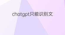 chatgpt只能识别文字吗 chatgpt是识别语音还是文字
