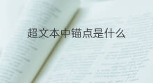 超文本中锚点是什么 文本中怎么这么建立锚点