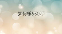如何赚650万 如何赚1040万