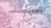openai以后会收费吗 openai账号收费吗