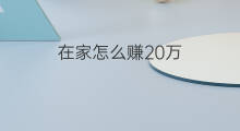在家怎么赚20万 怎样在家赚500万