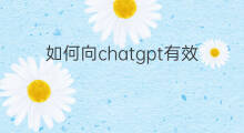 如何向chatgpt有效提问(如何正确向chatgpt提问)