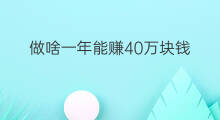做啥一年能赚40万块钱 一年内怎么赚40万块钱