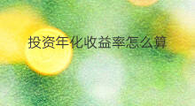 投资年化收益率怎么算 投资收益率怎么算