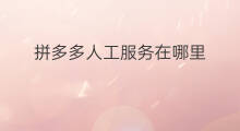 拼多多人工服务在哪里 拼多多人工客服怎么找