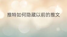推特如何隐藏以前的推文 推特如何隐藏推文和回复