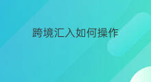 跨境汇入如何操作 跨境电商资金从哪汇入