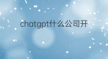 chatgpt什么公司开发的 chatgpt是什么公司开发的