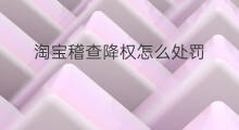 淘宝稽查降权怎么处罚 淘宝稽查降权技巧