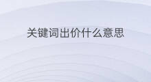 关键词出价什么意思 关键词出价是什么意思