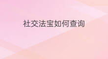 社交法宝如何查询 社交时代的三件法宝是什么